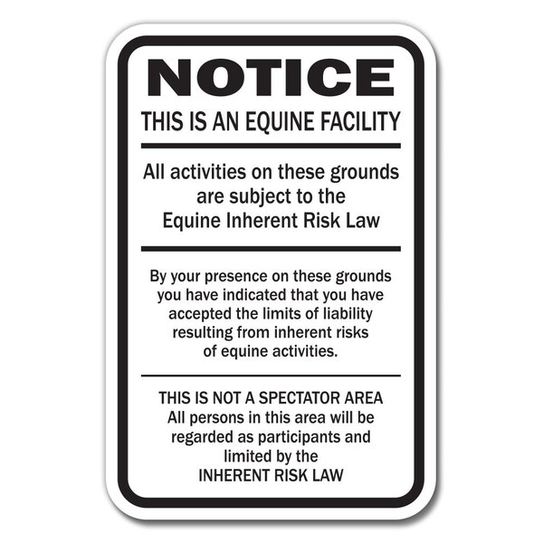 Signmission Safety Sign, 12 in Height, Aluminum, 18 in Length, Equine - Supplemental A-1218 Equine - Supplemental - main
